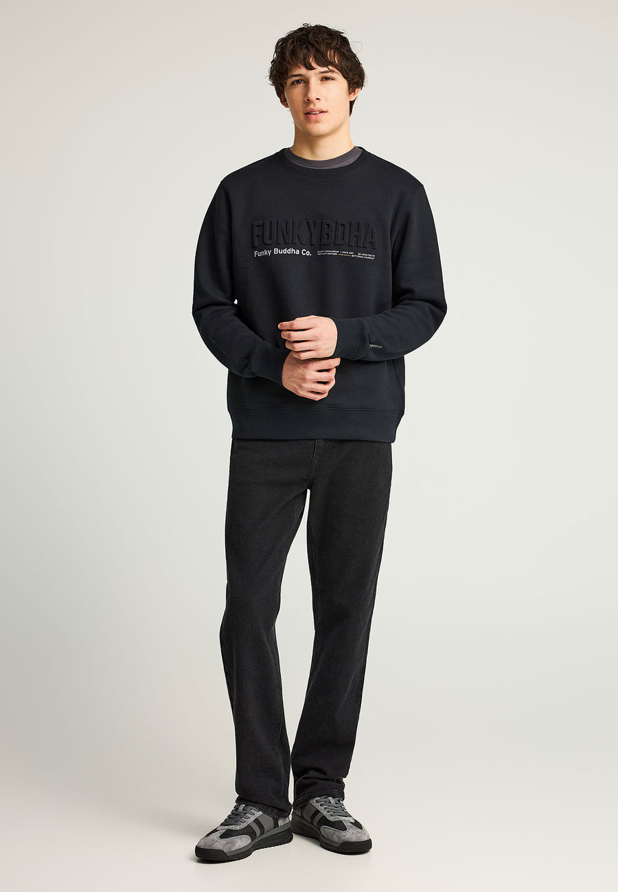 Hanorac bărbătesc cu guler rotund și logo imprimat