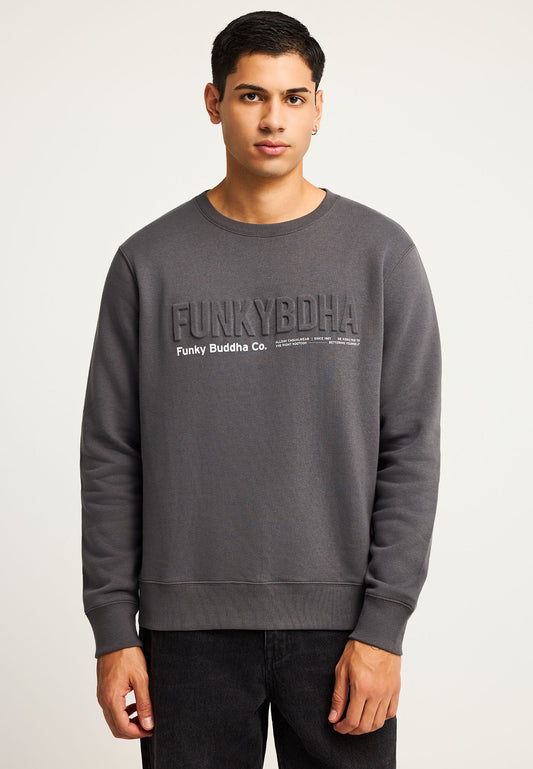 Hanorac bărbătesc cu guler rotund și logo imprimat