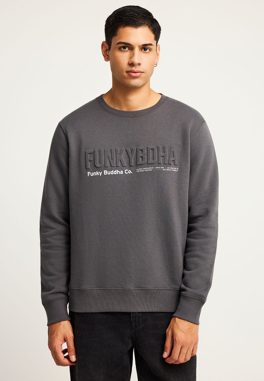 Hanorac bărbătesc cu guler rotund și logo imprimat