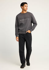 Hanorac bărbătesc cu guler rotund și logo imprimat