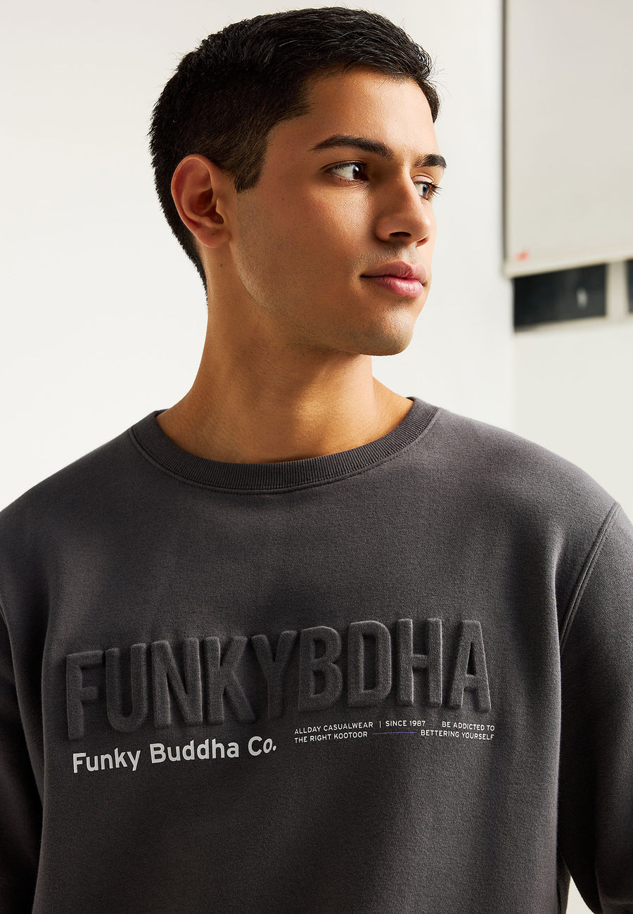 Hanorac bărbătesc cu guler rotund și logo imprimat