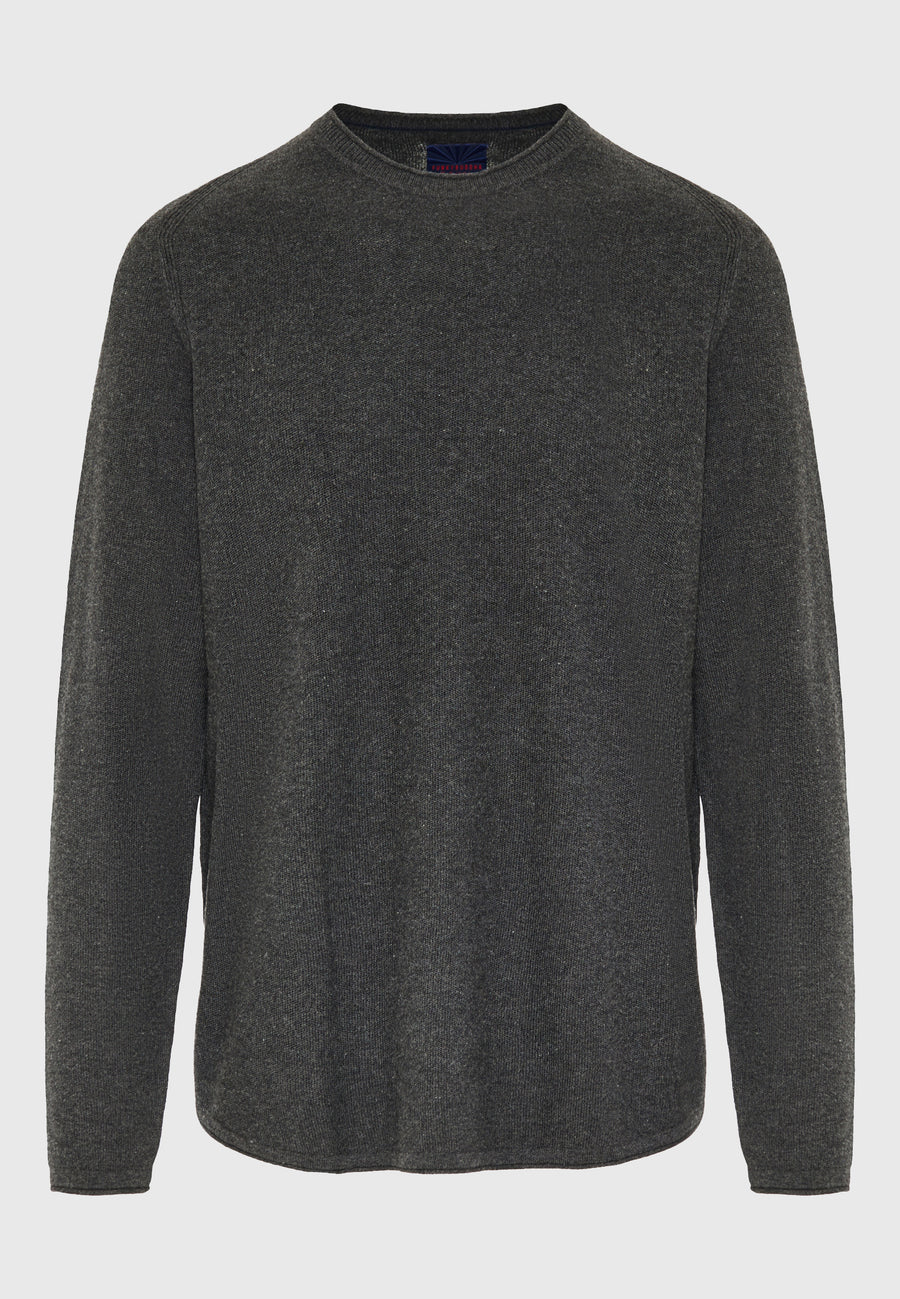 Pulover tricotat simplu cu guler rotund pentru bărbați