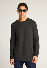 Pulover tricotat simplu cu guler rotund pentru bărbați