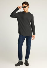 Pulover tricotat simplu cu guler rotund pentru bărbați