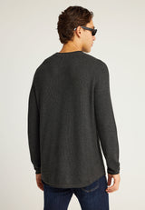 Pulover tricotat simplu cu guler rotund pentru bărbați