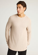 Pulover tricotat simplu cu guler rotund pentru bărbați