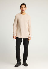 Pulover tricotat simplu cu guler rotund pentru bărbați