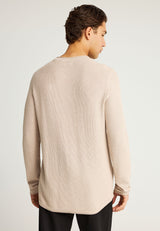 Pulover tricotat simplu cu guler rotund pentru bărbați