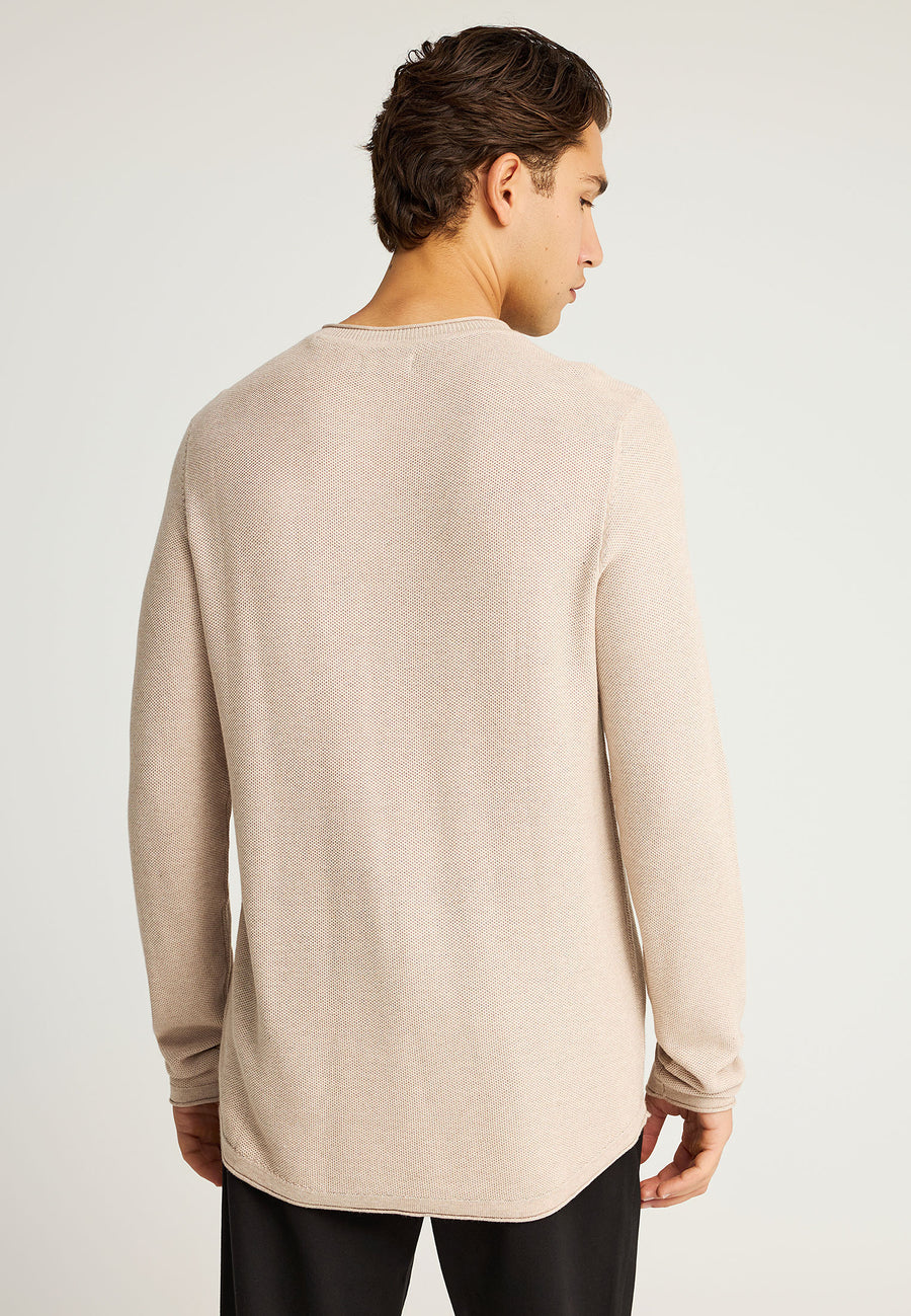 Pulover tricotat simplu cu guler rotund pentru bărbați