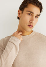 Pulover tricotat simplu cu guler rotund pentru bărbați