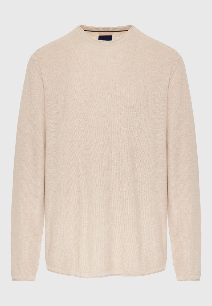 Pulover tricotat simplu cu guler rotund pentru bărbați