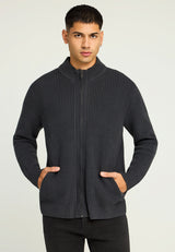 Cardigan tricotat pentru bărbați cu borduri striate