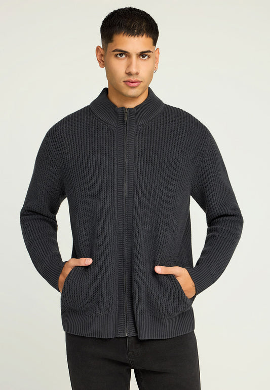 Cardigan tricotat pentru bărbați cu borduri striate