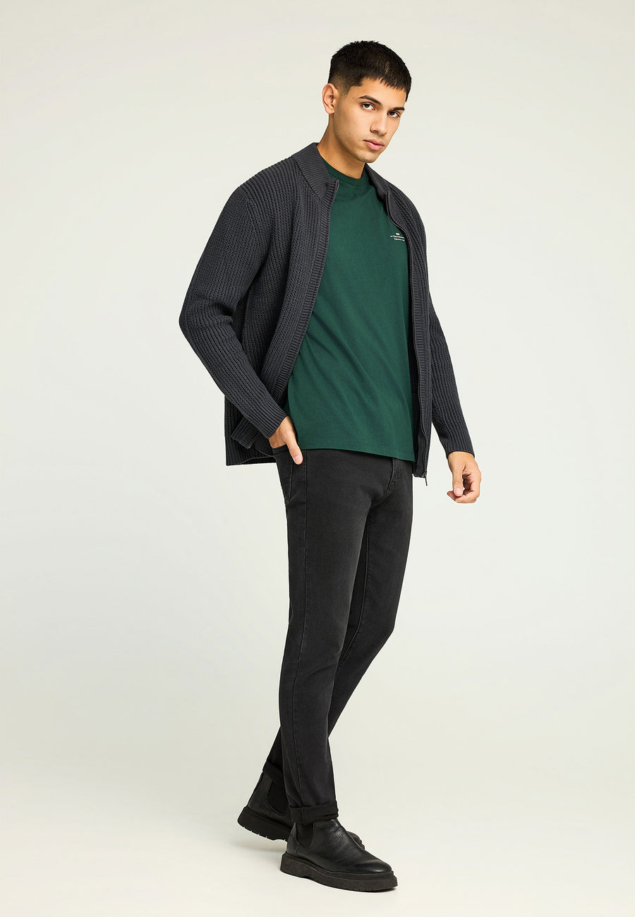 Cardigan tricotat pentru bărbați cu borduri striate