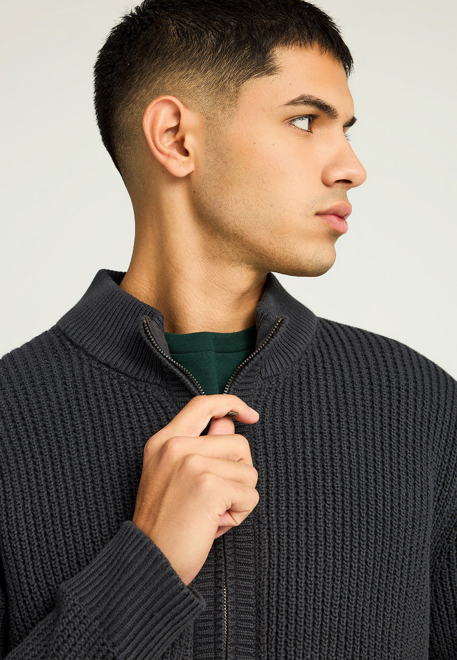 Cardigan tricotat pentru bărbați cu borduri striate