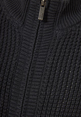 Cardigan tricotat pentru bărbați cu borduri striate