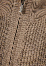 Cardigan tricotat pentru bărbați cu borduri striate