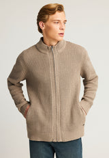 Cardigan tricotat pentru bărbați cu borduri striate