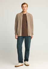 Cardigan tricotat pentru bărbați cu borduri striate