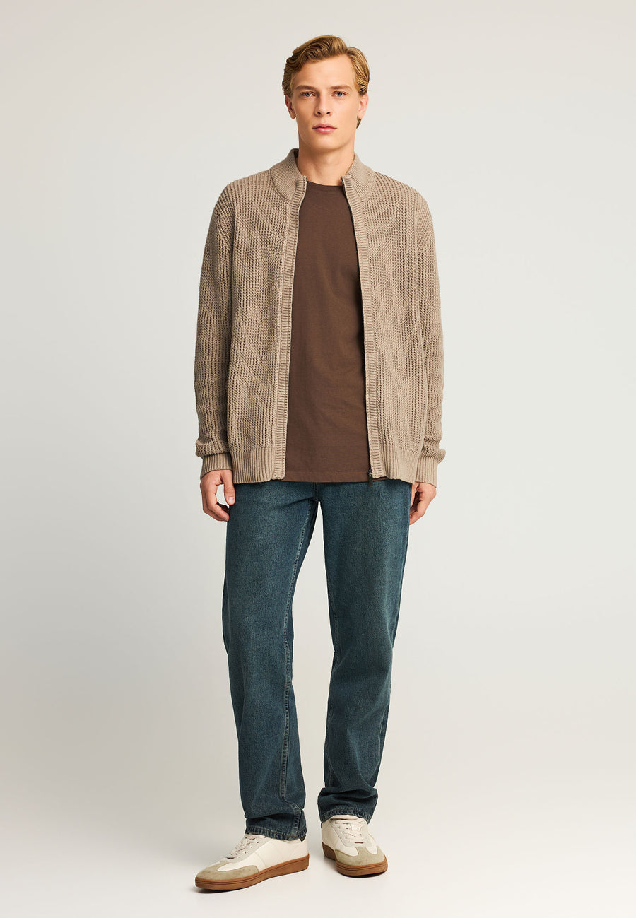 Cardigan tricotat pentru bărbați cu borduri striate