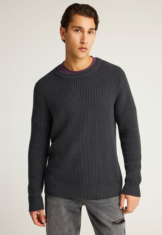 Pulover tricotat simplu cu guler rotund pentru bărbați
