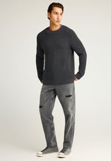 Pulover tricotat simplu cu guler rotund pentru bărbați