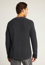 Pulover tricotat simplu cu guler rotund pentru bărbați