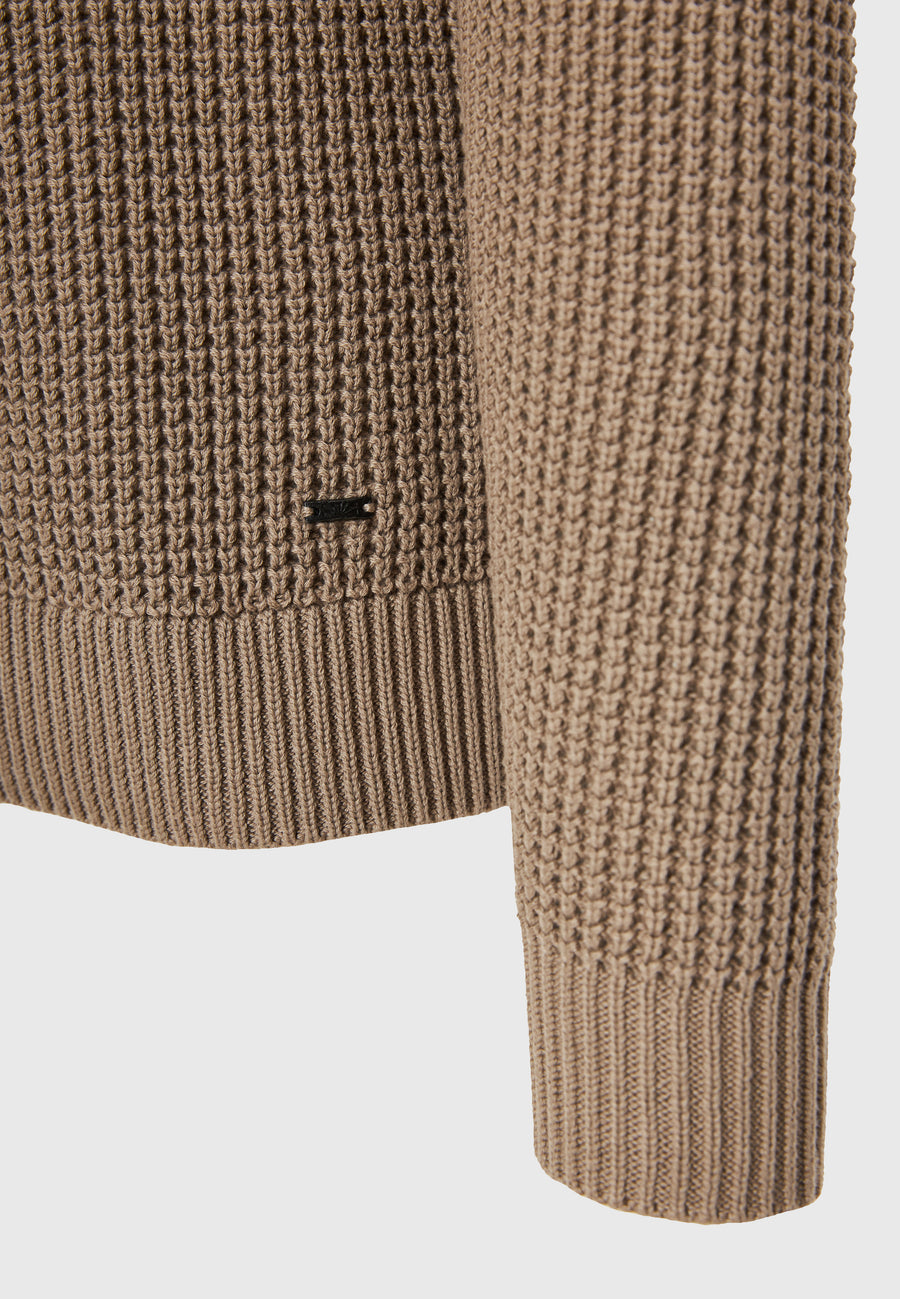 Pulover tricotat simplu cu guler rotund pentru bărbați