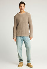 Pulover tricotat simplu cu guler rotund pentru bărbați