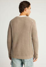 Pulover tricotat simplu cu guler rotund pentru bărbați