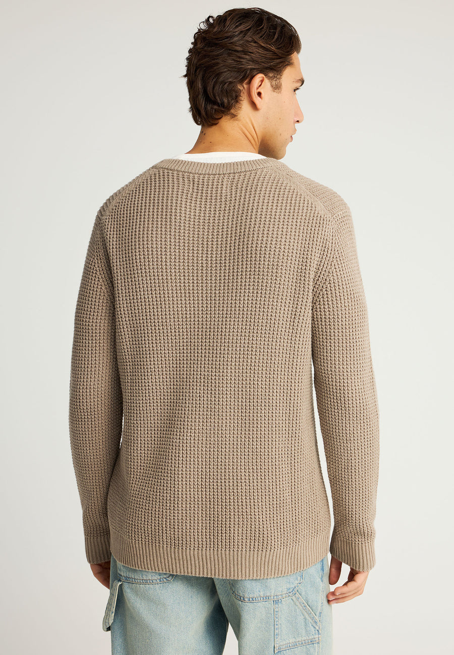 Pulover tricotat simplu cu guler rotund pentru bărbați