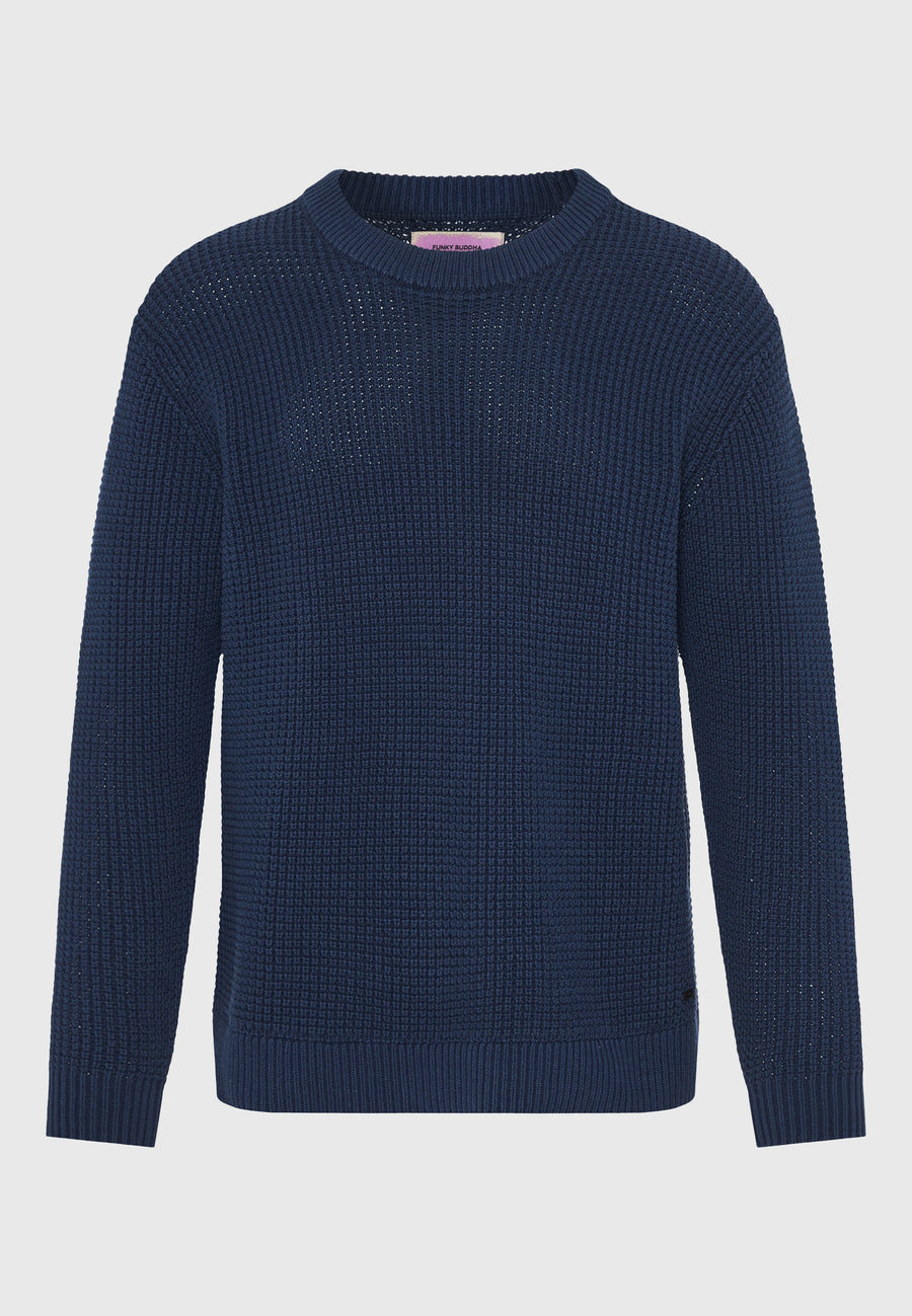 Pulover tricotat simplu cu guler rotund pentru bărbați