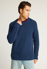 Pulover tricotat simplu cu guler rotund pentru bărbați