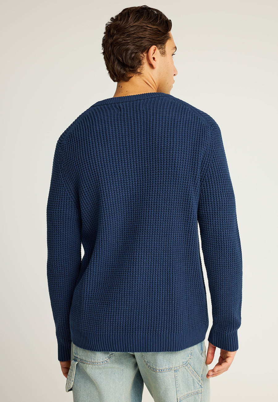 Pulover tricotat simplu cu guler rotund pentru bărbați