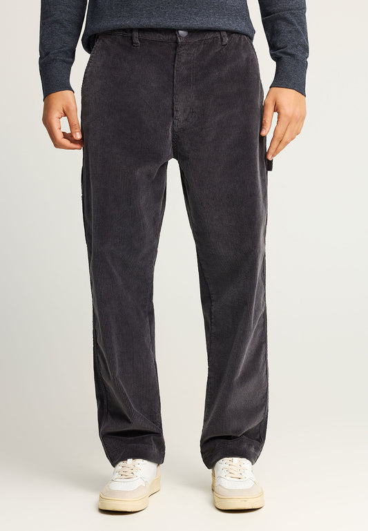 Pantaloni chino din catifea reiată cu talie înaltă pentru bărbați