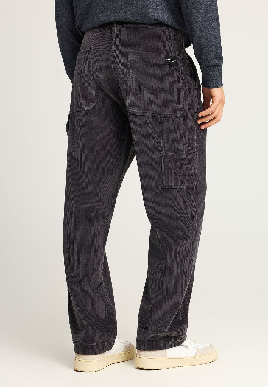 Pantaloni chino din catifea reiată cu talie înaltă pentru bărbați