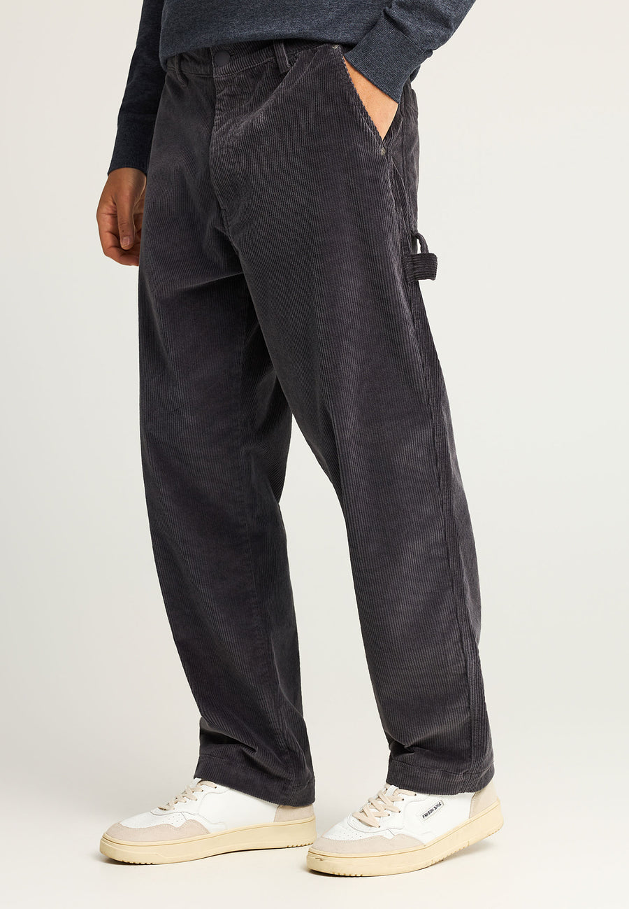 Pantaloni chino din catifea reiată cu talie înaltă pentru bărbați