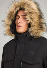 Parka pufoasă pentru bărbați cu glugă detașabilă