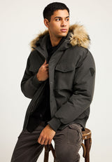 Parka pufoasă pentru bărbați cu glugă detașabilă