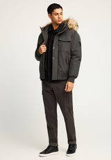 Parka pufoasă pentru bărbați cu glugă detașabilă