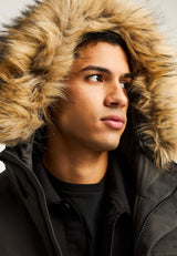 Parka pufoasă pentru bărbați cu glugă detașabilă