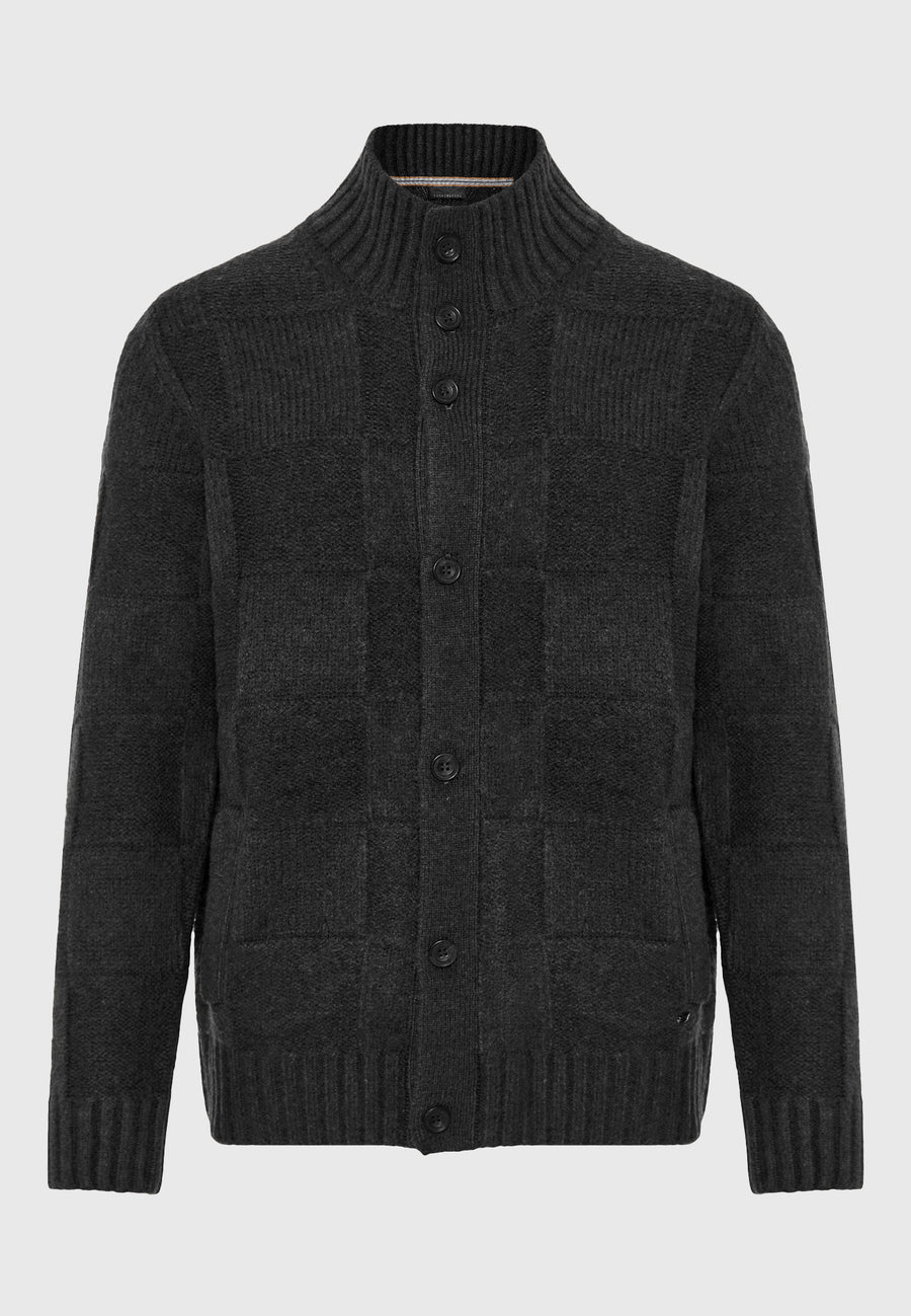 Cardigan tricotat bărbătesc cu guler înalt