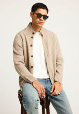 Cardigan tricotat bărbătesc cu guler înalt