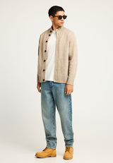 Cardigan tricotat bărbătesc cu guler înalt