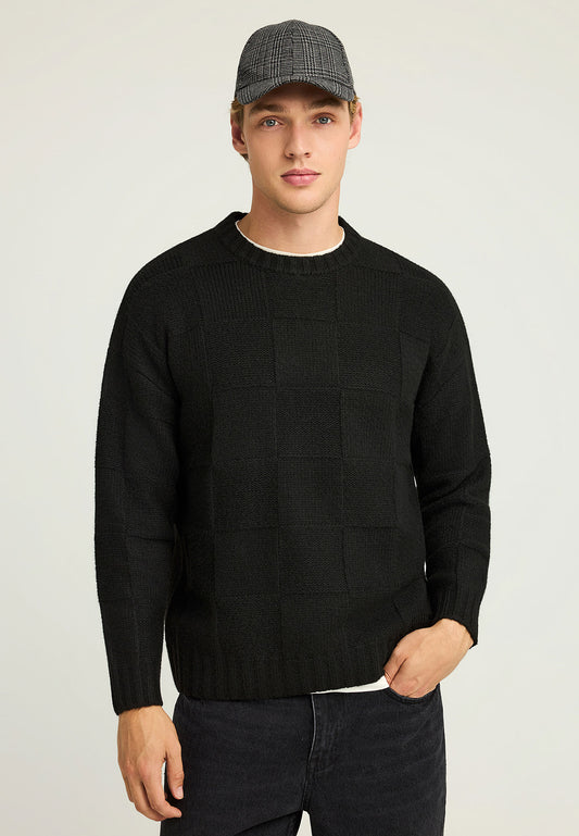 Pulover tricotat cu guler rotund pentru bărbați