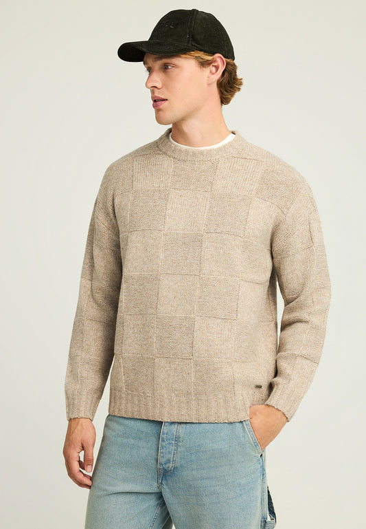 Pulover tricotat cu guler rotund pentru bărbați