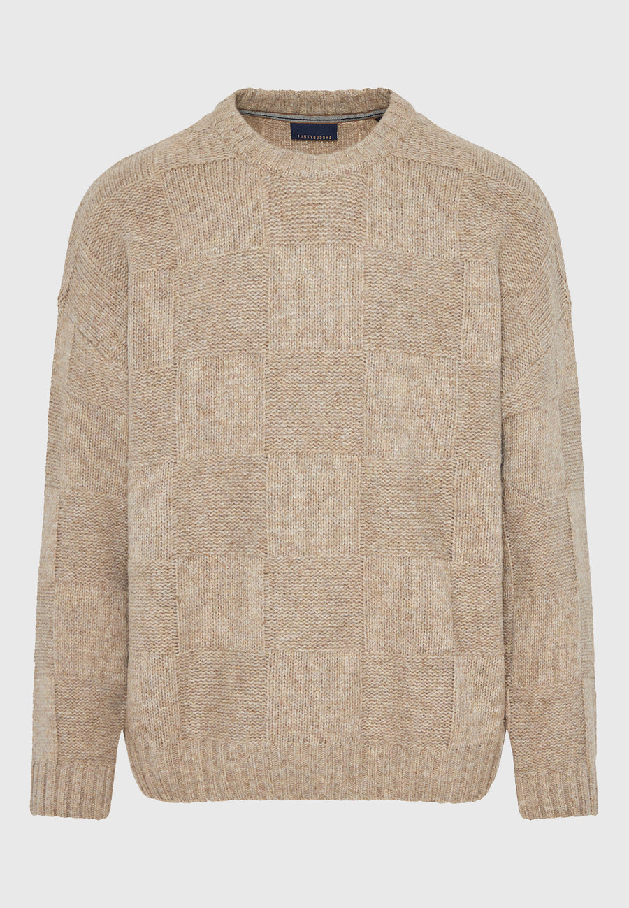 Pulover tricotat cu guler rotund pentru bărbați