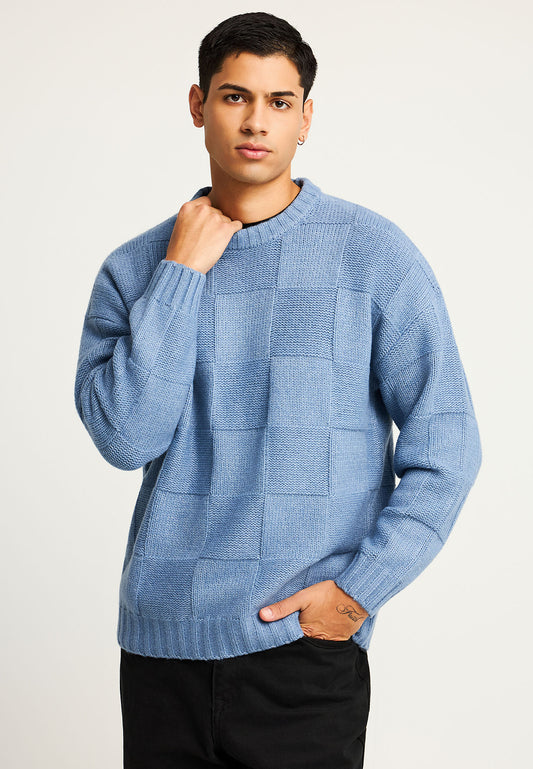 Pulover tricotat cu guler rotund pentru bărbați