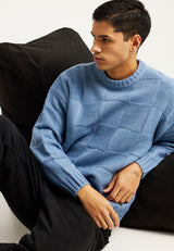 Pulover tricotat cu guler rotund pentru bărbați