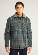 Jachetă casual bărbătească cu guler și model în carouri